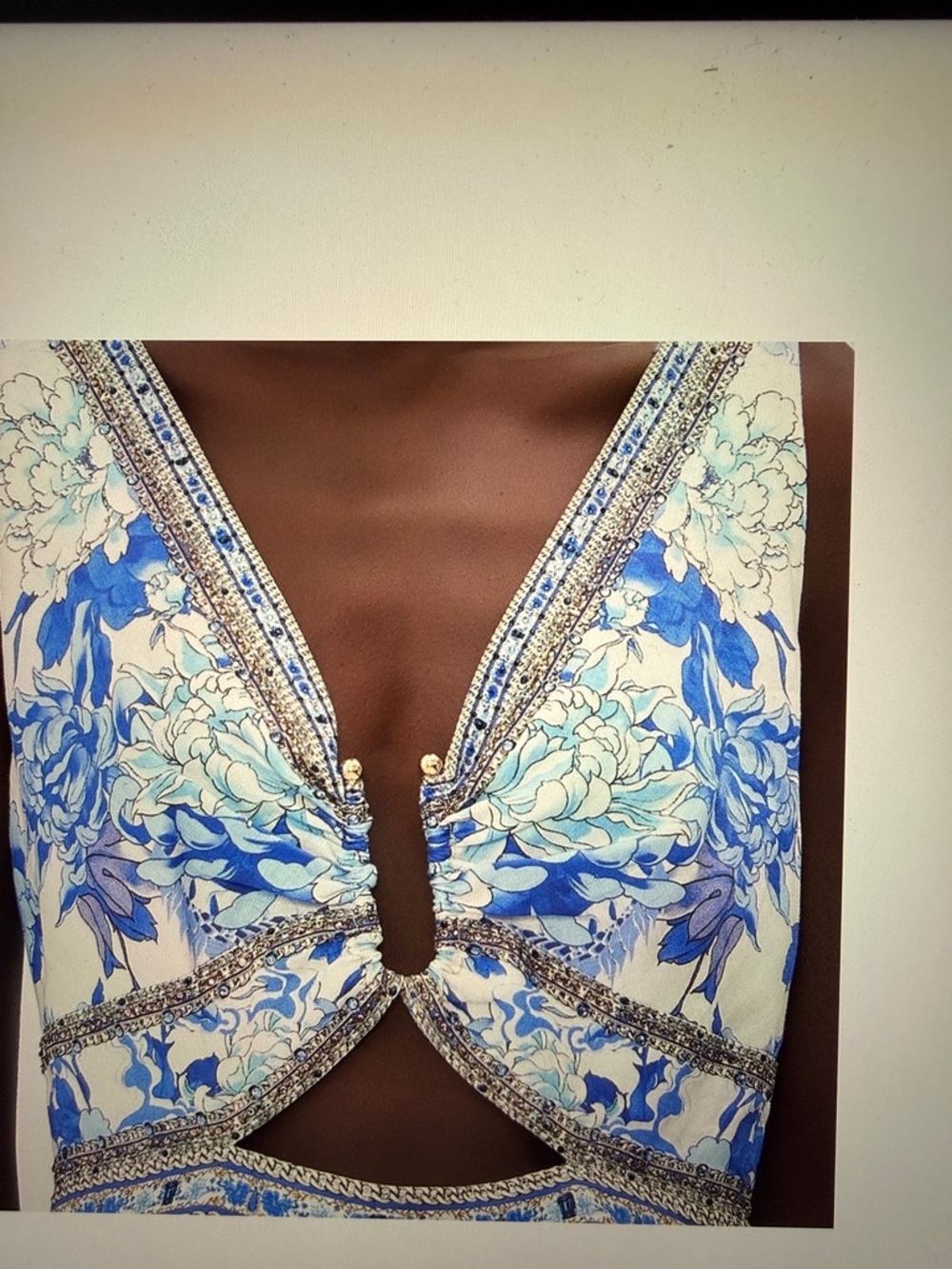 Camilla Blue🩵 and White Floral Cutout Mini Dress - Picture 5 of 12
